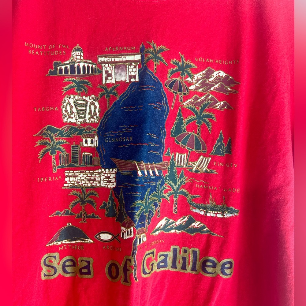Vintage Sea Of Galilee Art T shirt Large Sense Destination